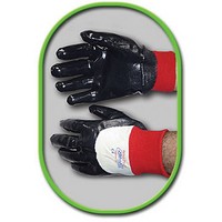 SHOWA Best Glove 7000P-09 SHOWA Best Glove Nitri-Pro Medium Palm Nitrile Coated Heavy Duty Work Gloves With Smooth Finish and Kn